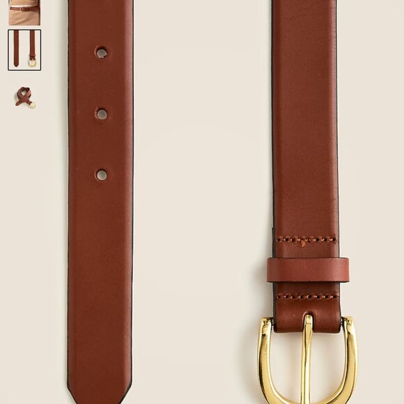 J. Crew Classic Belt in Italian Brown Leather with Gold Hook Size Large - Picture 2 of 9
